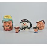 Four small Royal Doulton character jugs,