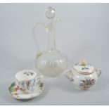 Three decanters, Gironi coffee set and a Staffordshire coffee set.