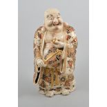 Japanese satsuma pottery figure, standing Buddha, painted in coloured enamels,