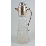 Cut glass and silver plated claret jug,