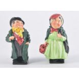 Pair of Royal Doulton Dickensian figures, Tony Weller, 10cm, and Sairy Gamp, 11cm.