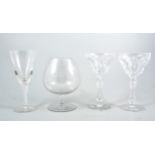 Drinking glasses, including Waterford style slice-cut, brandy balloons and others, quantity,