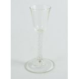 George III style wine glass, bell-shape bowl, double series opaque twist stem, 17cm.