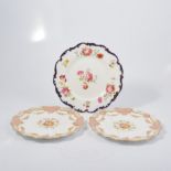 Pair of Wedgwood plates, decorated with flowers, circa 1896, diameter 20cm,