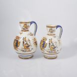 Two French Faience Renaissance style jugs, Gien Pottery, 30cm and 26cm.