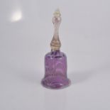 An amethyst festoon glass ornamental table bell, 28cm,