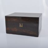 Victorian coromandel travelling box, brass plaque with engraved initials,