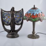 Tiffany style tablelamp, leaded shade, Dragonfly pattern base,