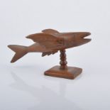 Thomas Christian, Pitcairn Islands, carved hardwood model, flying fish.