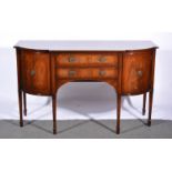 George III style mahogany dining suite, comprising sideboard, bow-front, two central drawers,