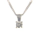 A diamond single stone pendant and chain, the brilliant cut stone,