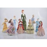 Royal Doulton figure, Diana, Princess of Wales, 24cm, other Doulton and Wedgwood matt figures.