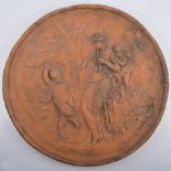 Reproduction terracotta style circular plaque, diameter 51cm,