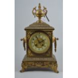 19th Century French brass cased bracket/table clock by Japy Freres, urn finial,