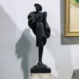 American Art Deco revival figure, Austin sculpture 1989, impressed Daniel, on a faux marble plinth,