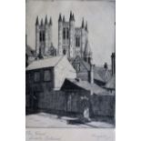 A collection of six etchings, including M Oliver Rae,
