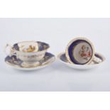 Worcester blue and gilt decorated tea bowl and saucer, circa 1780,