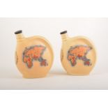 Two Royal Staffordshire pottery (Wilkinsons) flask, Emu Australian wines,