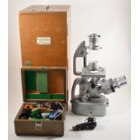Union Auto Illumination inverted microscope, Mic-969, cased, with accessories.