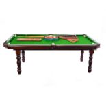 E J Riley snooker/dining table with slate bed, length 194cm, width 104cm, height 79cm,