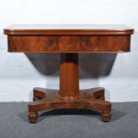 Victorian mahogany fold over tea table, D-shaped rectangular top,