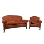 Four piece lounge suite, comprising two seat sofa, two matching armchairs,