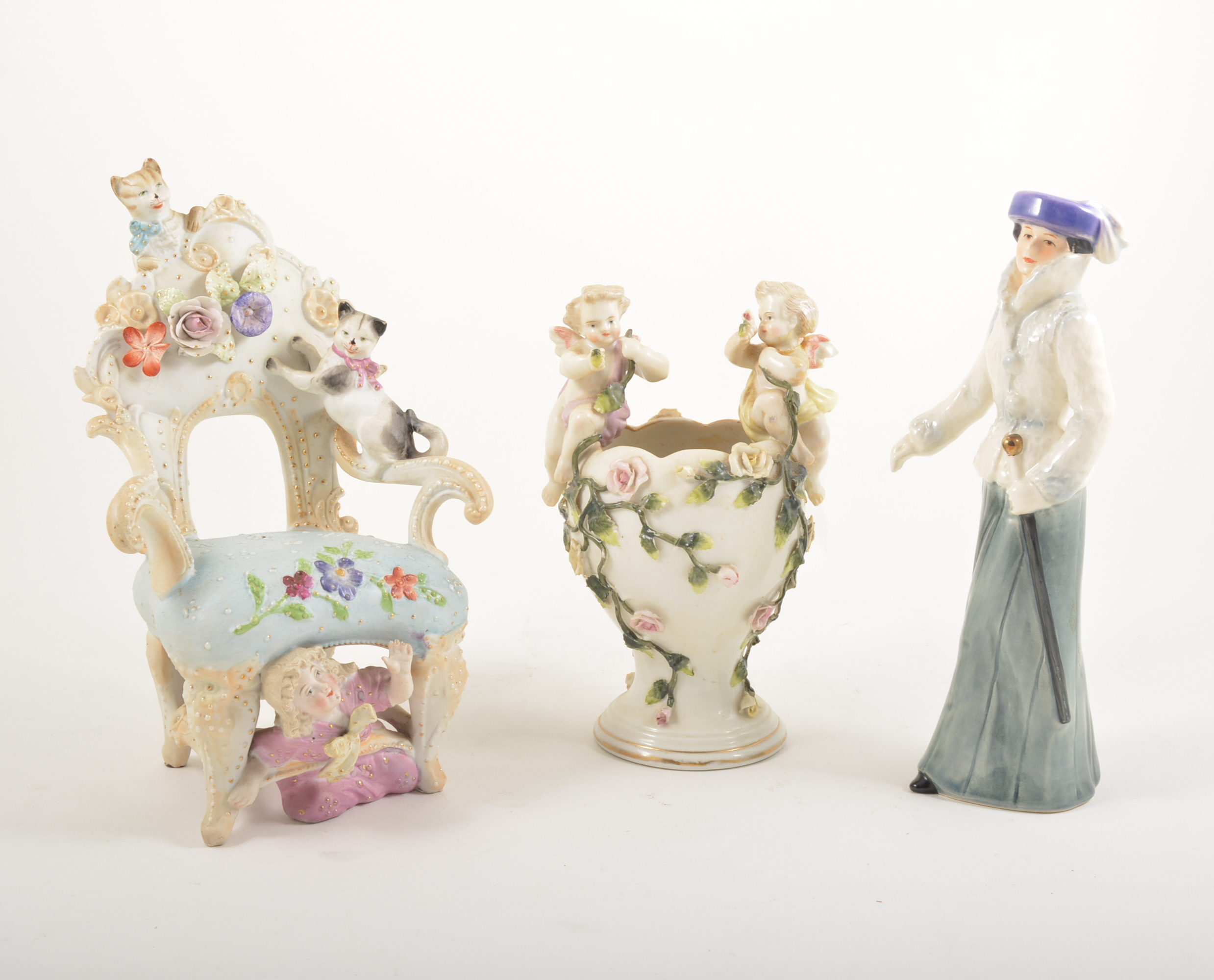 Two boxes of assorted continental figures and decorative ceramics (2 boxes).