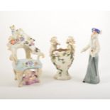 Two boxes of assorted continental figures and decorative ceramics (2 boxes).