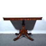 Victorian mahogany tilt top table, rectangular top, turned and fluted column,