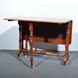 Victorian mahogany Sutherland table, rectangular top with two fall leaves, rounded corners,