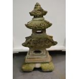 Three storey composite stone pagoda, H100cm,
