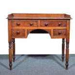 Victorian mahogany washstand, rectangular top with thee-quarter gallery,