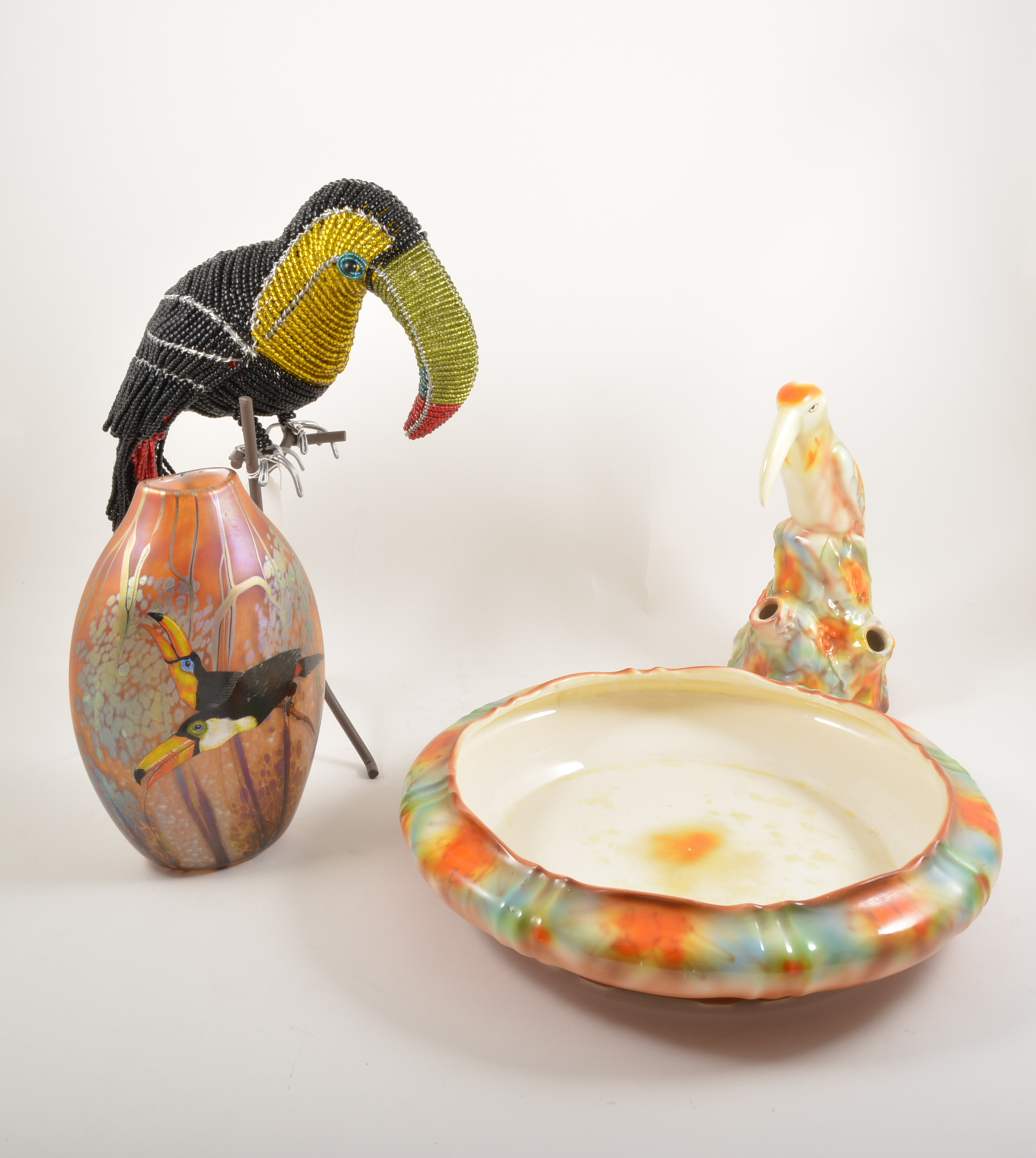 A quantity of Toucan associated items, including a Falcon ware Grecian posy and centre bowl,