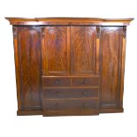 Victorian mahogany break-front wardrobe,