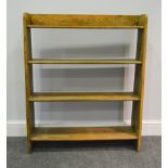 Oak four tier open bookcase, W76cm x D17cm x H90cm.