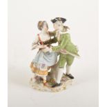 Meissen porcelain figural group, a courting couple, early 20th Century, 15.5cm.