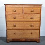 Victorian bleached mahogany chest of drawers, rectangular top with a moulded edge,