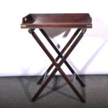 Victorian mahogany butler's tray, with folding stand.