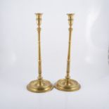 A pair of tall brass candlesticks, 47cm.