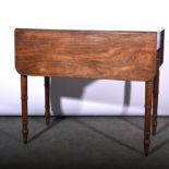 George IV mahogany Pembroke folding table, one drawer at end, length 80/131cm, height 69cm,