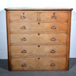 Victorian bleached walnut chest of drawers, rectangular top with rounded corners,