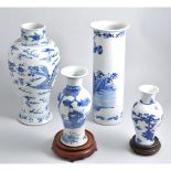 Chinese blue and white baluster shape vase, decorated with children, and rocky out crops,