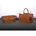Wicker log basket, and two other wicker baskets.
