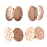 Two pairs of cufflinks, a pair of 9 carat rose gold chain link cufflinks,