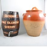 Sarsons Fine Oloroso Sherry advertising barrel,