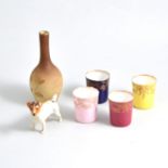 Collection of assorted decorative ceramics and glass including a pair of Torquay ware spill vases