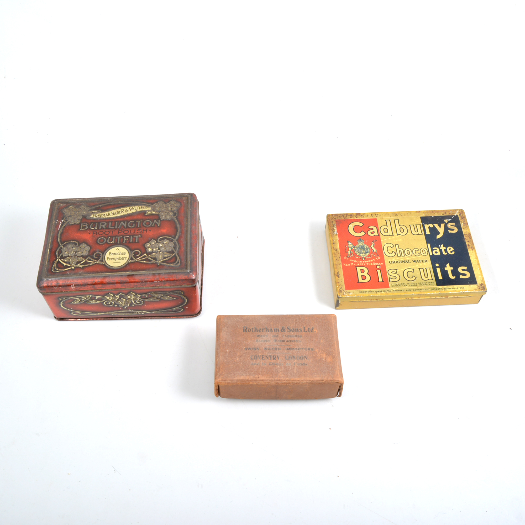 Quantity of advertising and cigarette tins, including Cadbury's, Player's, St Bruno,