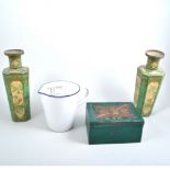 Pair of Huntley & Palmers biscuit tins, in the form of Chinese vases,