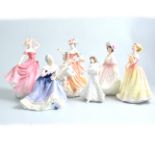 Royal Doulton Lady Figurines, "Flowers of Love Rose" HN3709, "Sunday Best" HN2698,