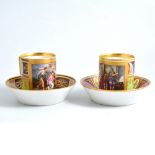 A pair of Vienna porcelain cabinet cups and saucers,